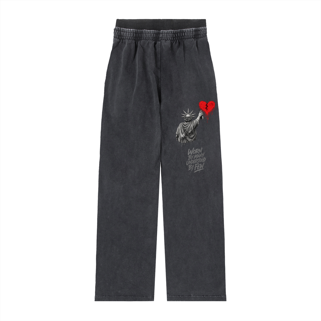 Vintage Washed Waist Pants Liberty Worn By Many Understood By Few Grey