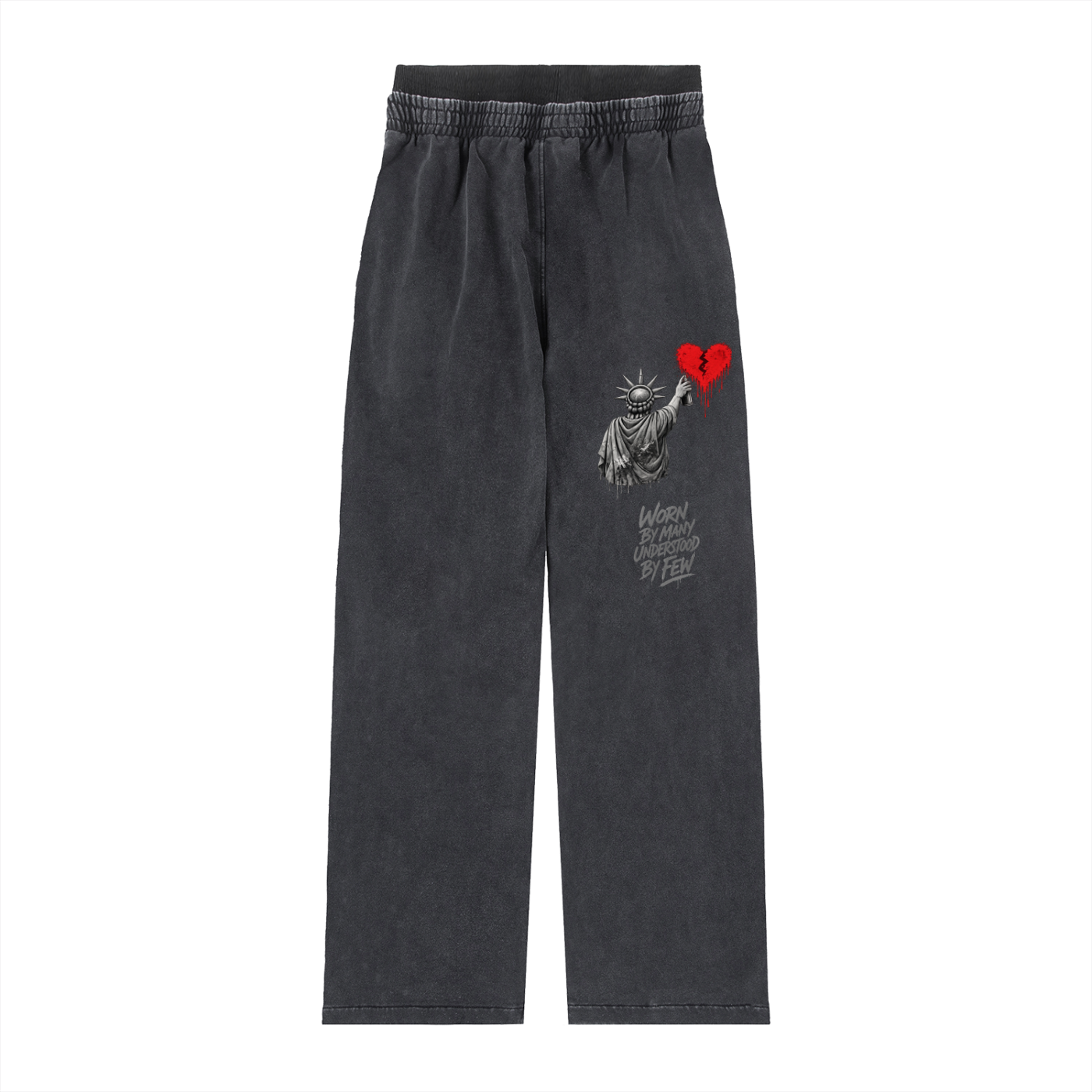 Vintage Washed Waist Pants Liberty Worn By Many Understood By Few Grey