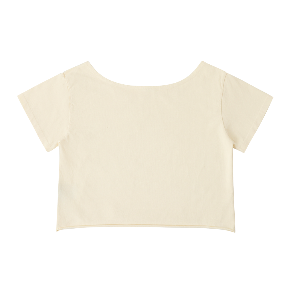 Off-Shoulder Rolled Hem Cotton T-Shirt Liberty