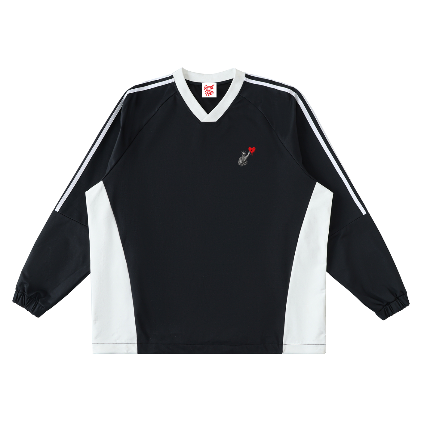 Color-Block V-Neck Long-Sleeve T-Shirt Liberty Smallest Heart