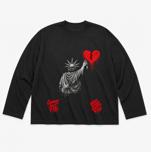 7.5oz Max Heavyweight Oversized Long Sleeve Front Only Red