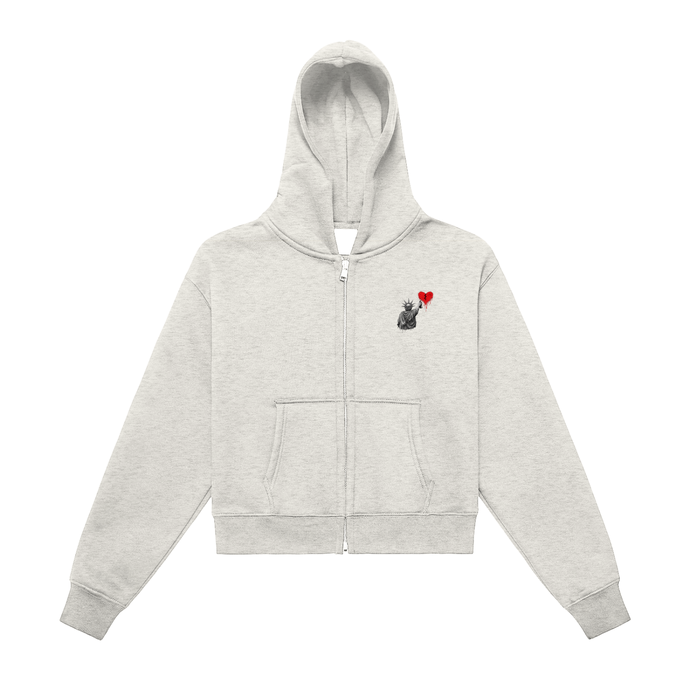 Fleeced Zip-Up Cropped Hoodie Liberty