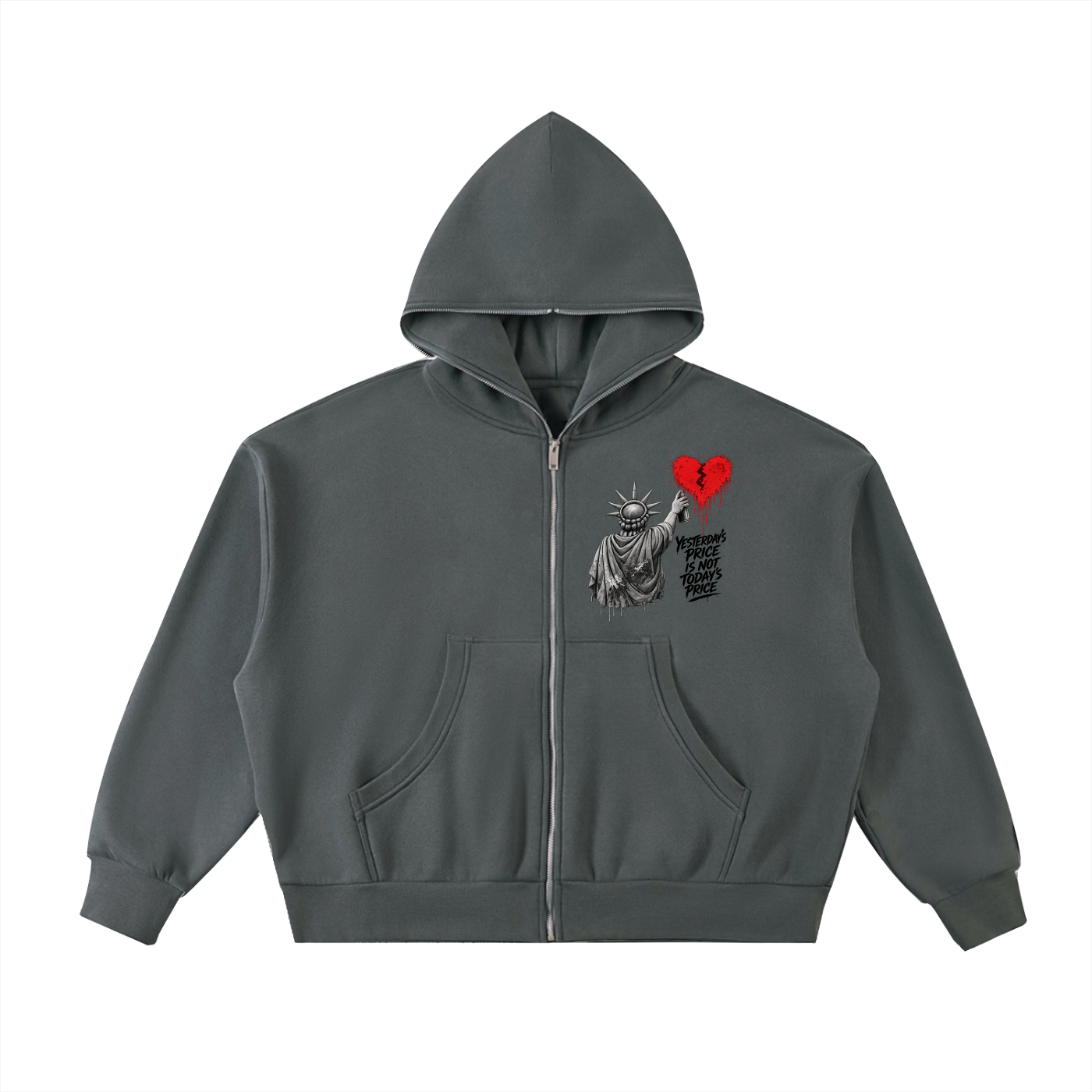 Fleeced Full-Zip Boxy Hoodie Liberty Yesterday’s Price Isn’t Todays Price Black