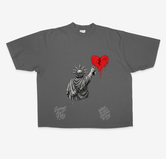 Oversized Garment Dyed Drop Shoulder Front Only Grey