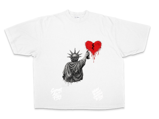 Oversized Garment Dyed Drop Shoulder Front Only White