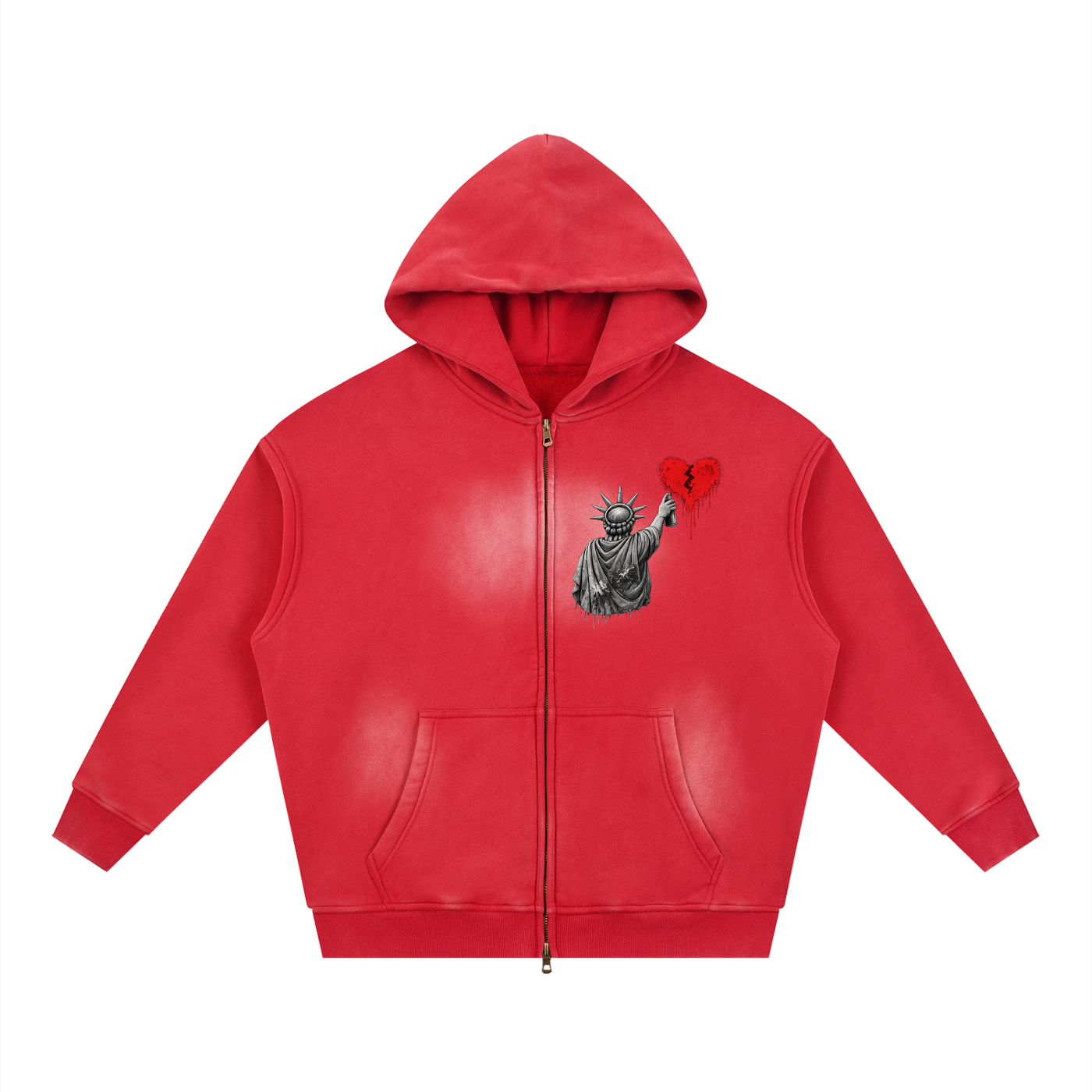 Sunfade Two-way Zipper Boxy Fleece Hoodie Liberty