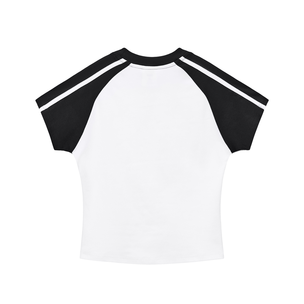 Contrast Stripes Bodycon Raglan  Sleeve T-Shirt Liberty