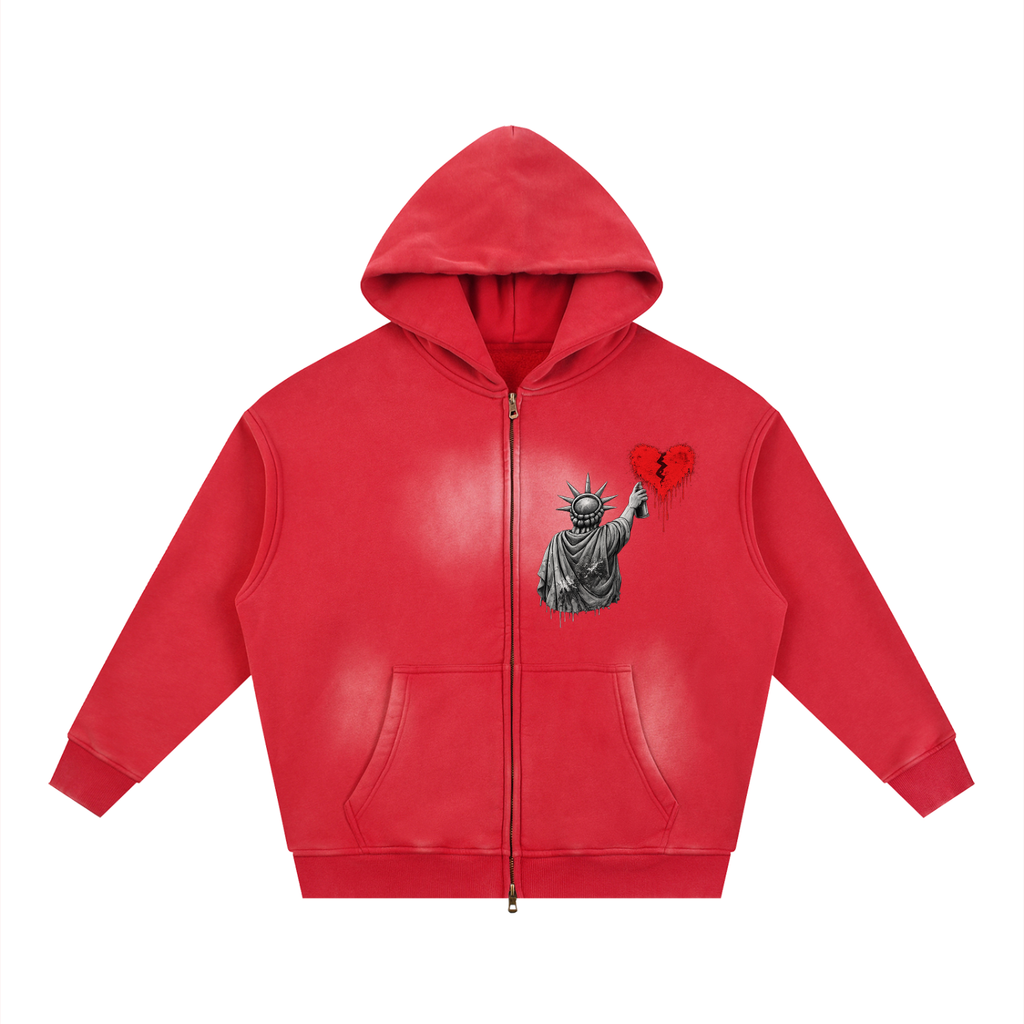 Sunfade Two-way Zipper Boxy Fleece Hoodie Liberty Large