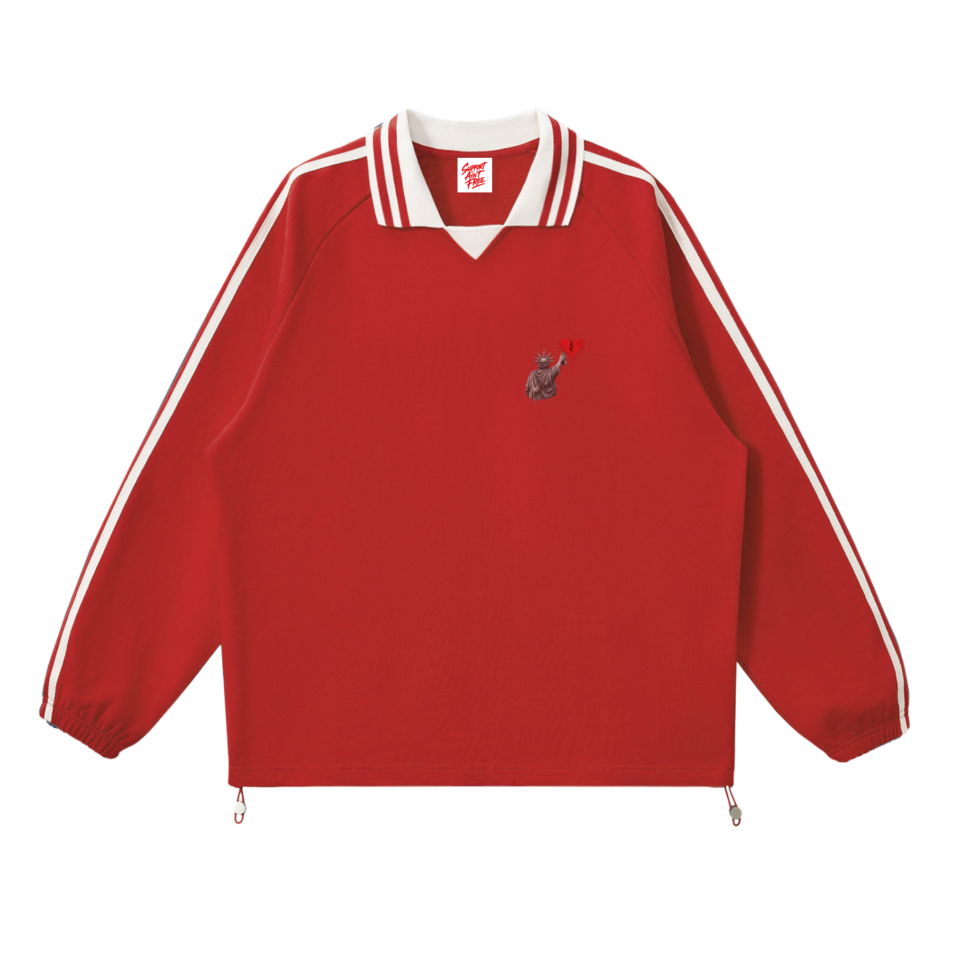 Contrast Striped Lapel Collar Sweatshirt Liberty Small