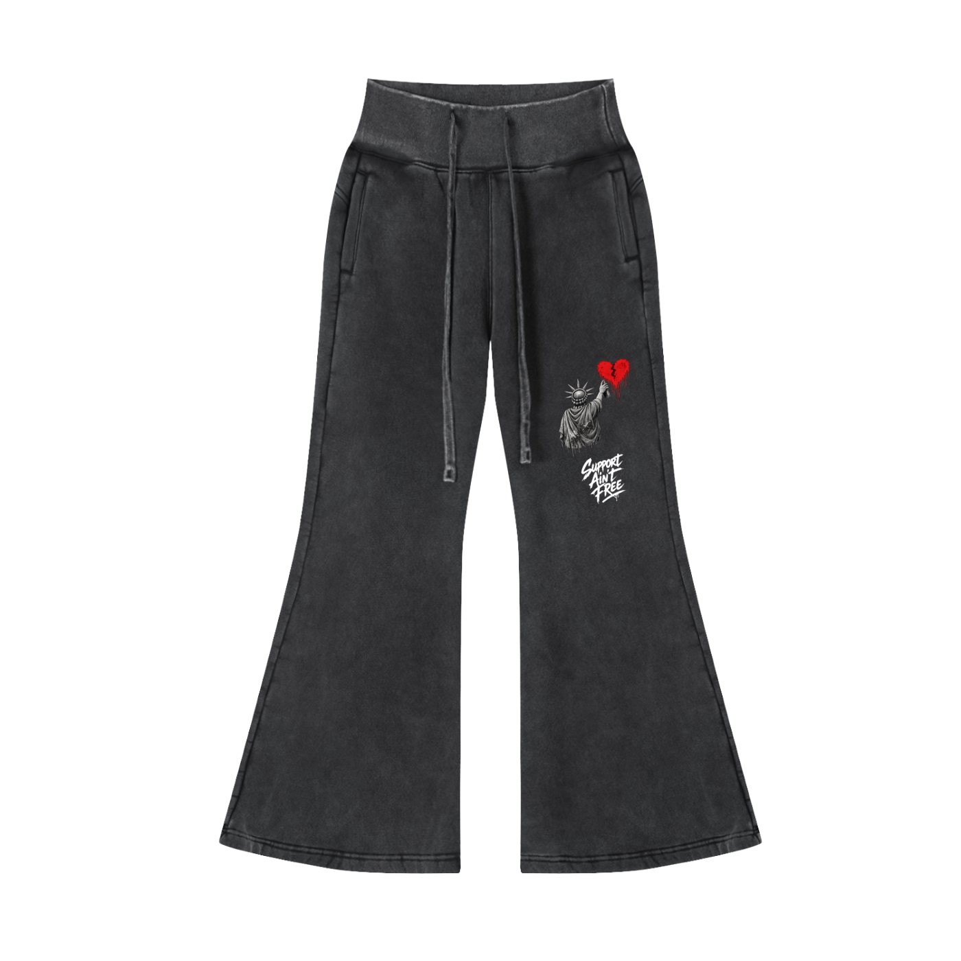 Vintage Washed Flared Fleece Pants Liberty Support Ain’t Free White