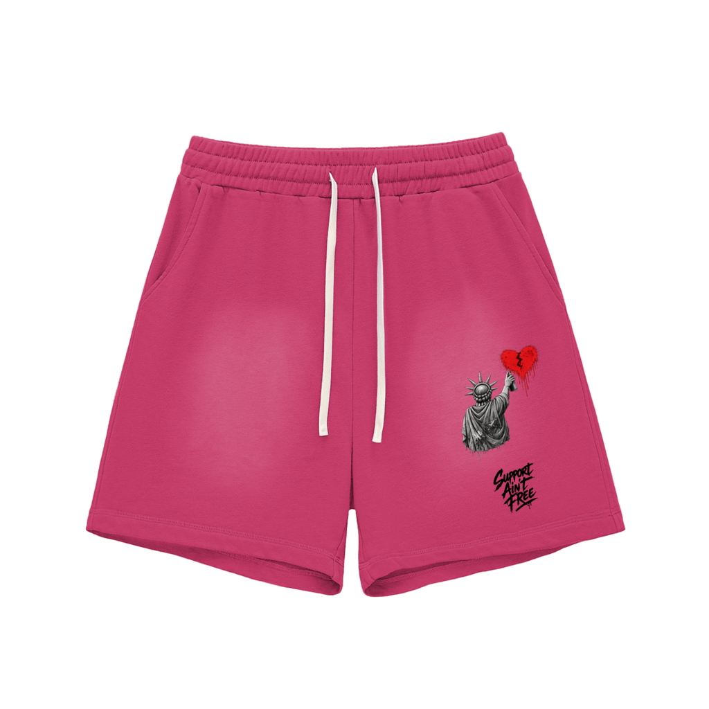 BlackSun Fade Raw Edge Cotton Shorts Liberty Support Ain’t Free Black