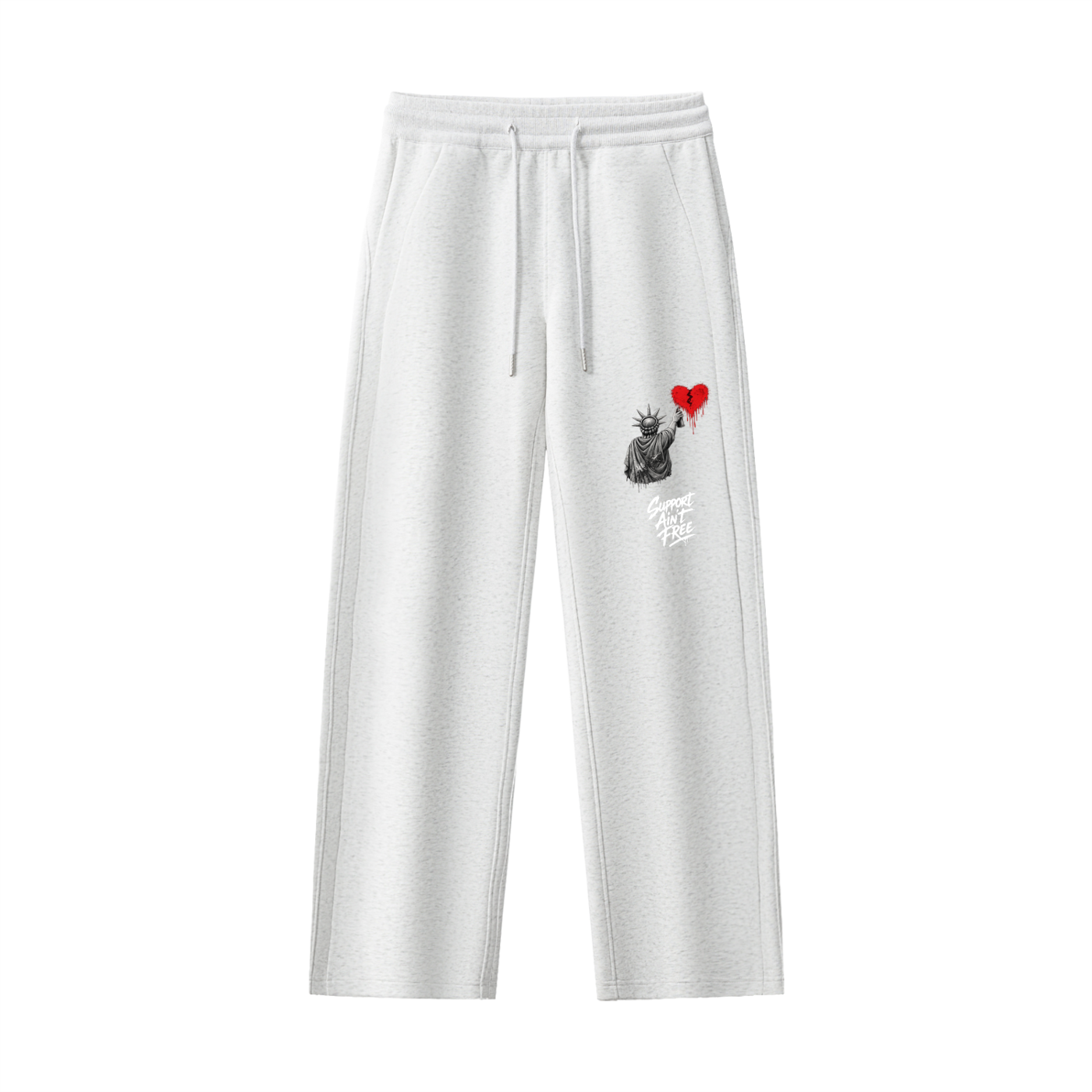 Essential Drawstring Straight-Leg Sweatpants Liberty Support Ain’t Free White