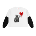 Layered Contrast Sleeve Cotton T-Shirt Liberty