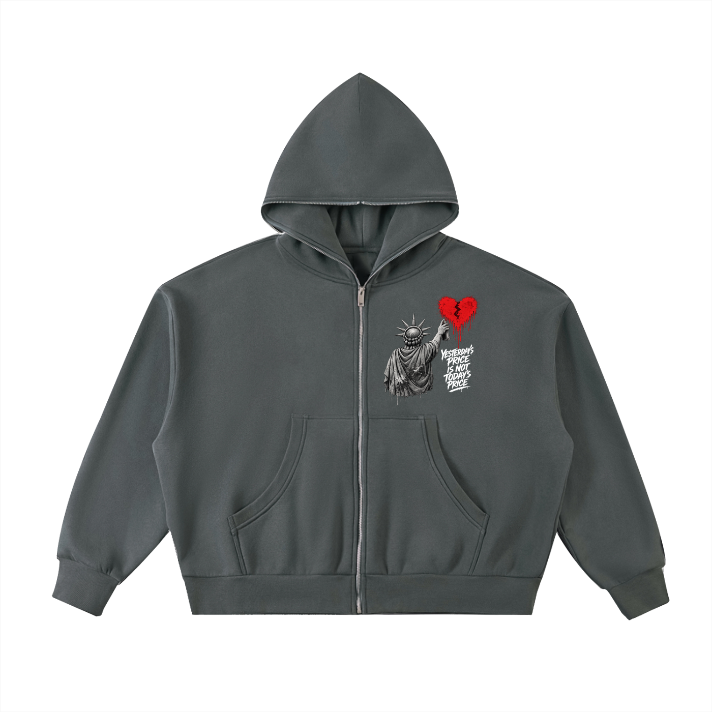 Fleeced Full-Zip Boxy Hoodie Liberty Yesterday’s Price Isn’t Todays Price White