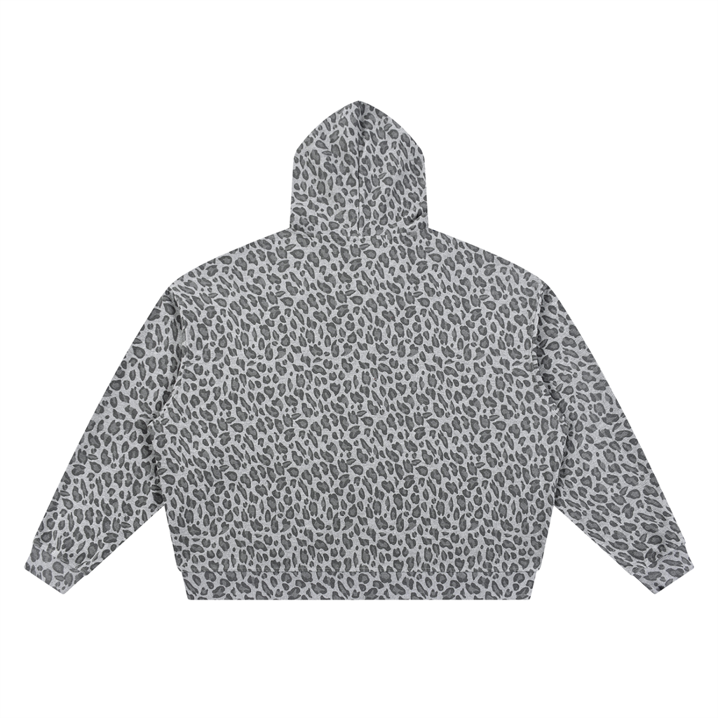 Unisex Leopard Print Waffle Full Zip Hoodie Liberty