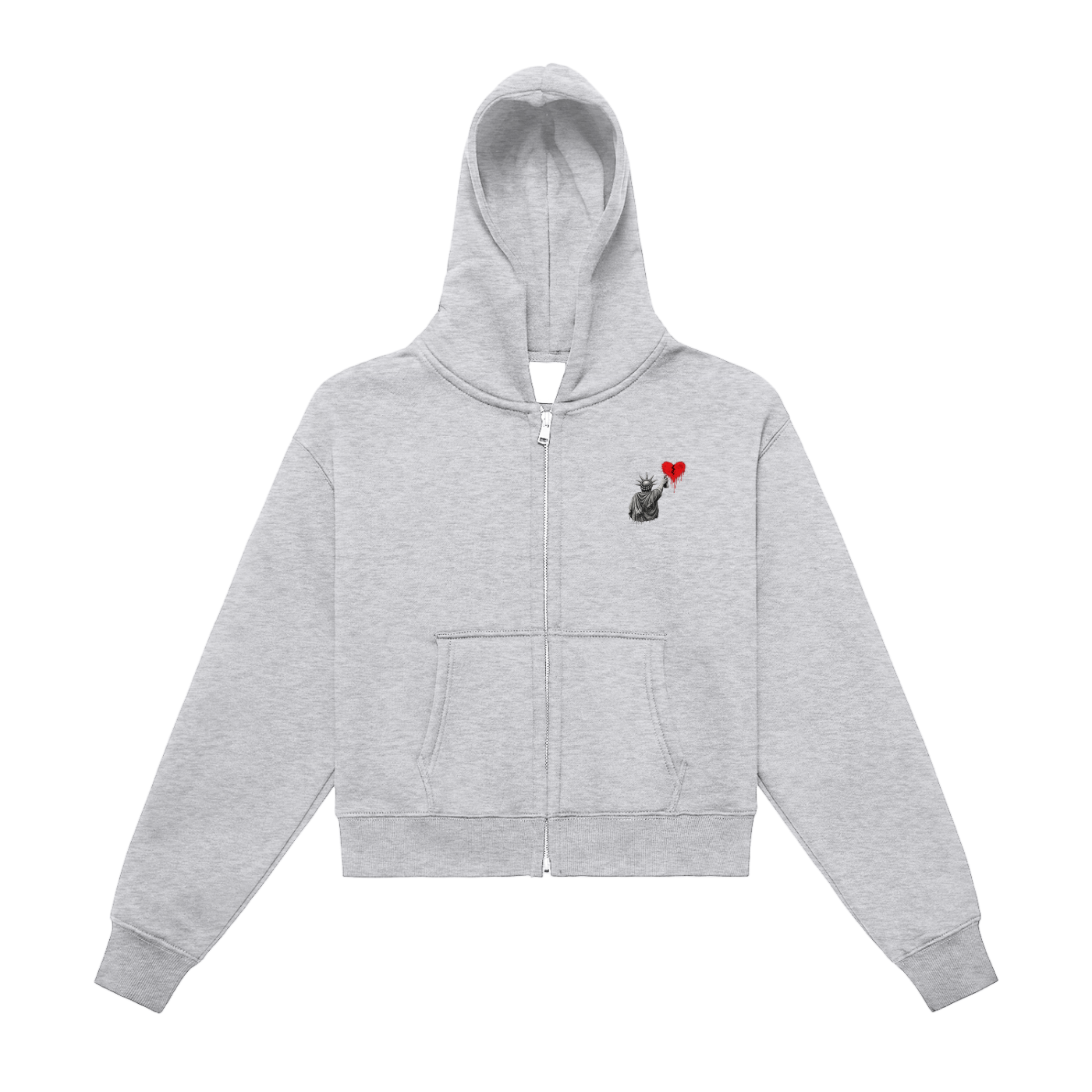 Fleeced Zip-Up Cropped Hoodie Liberty