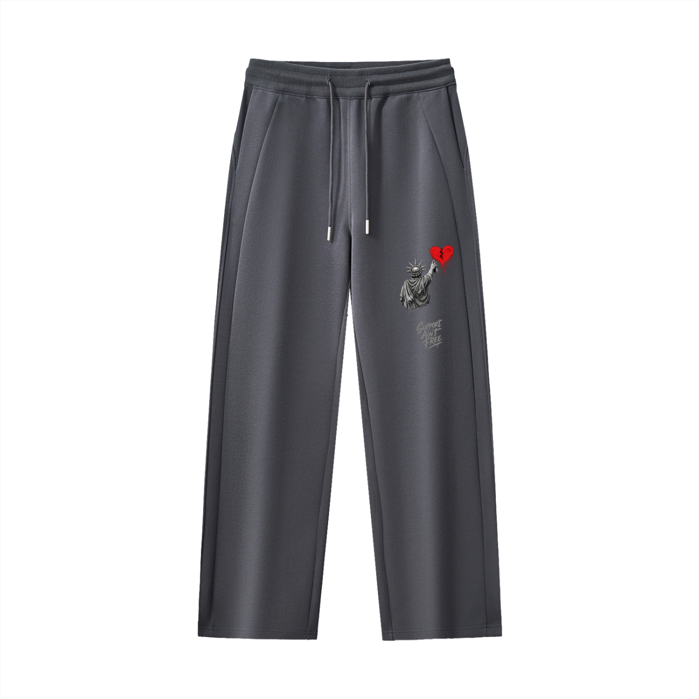 Essential Drawstring Straight-Leg Sweatpants Liberty Support Ain’t Free Grey