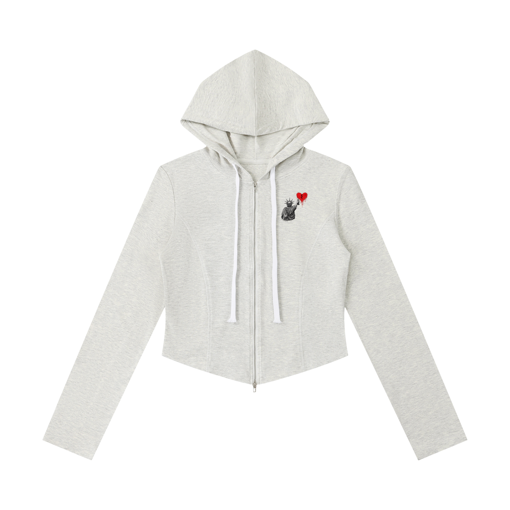 Women's Slim Cropped Full Zip Hoodie Liberty