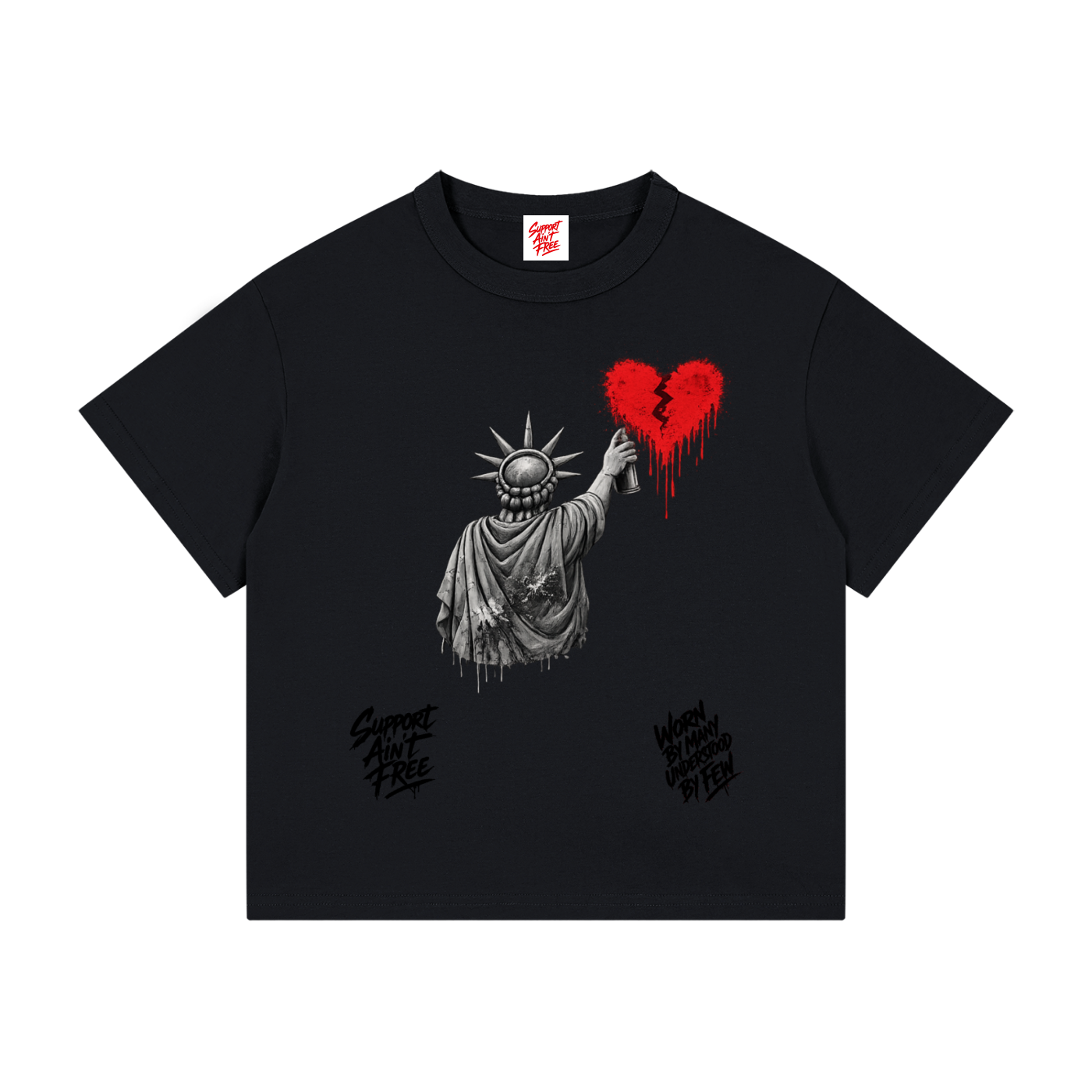 Kid's Loose Fit Drop Shoulder T-Shirt New Black