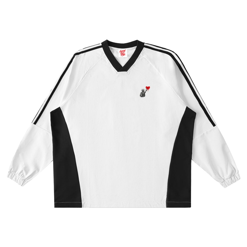 Color-Block V-Neck Long-Sleeve T-Shirt Liberty Smallest Heart
