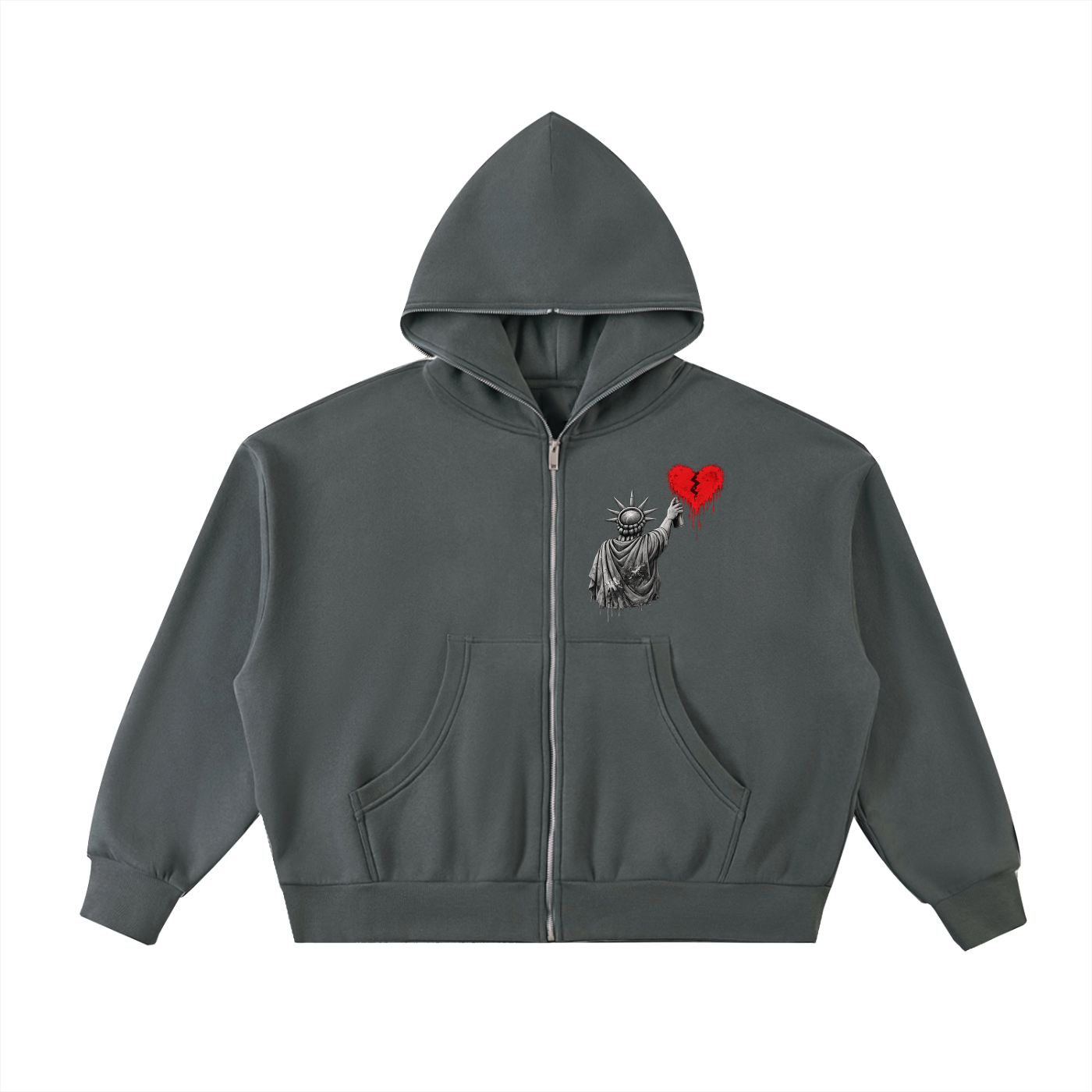 Fleeced Full-Zip Boxy Hoodie Liberty