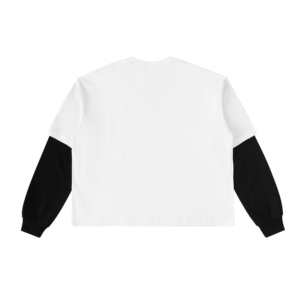 Layered Contrast Sleeve Cotton T-Shirt Liberty