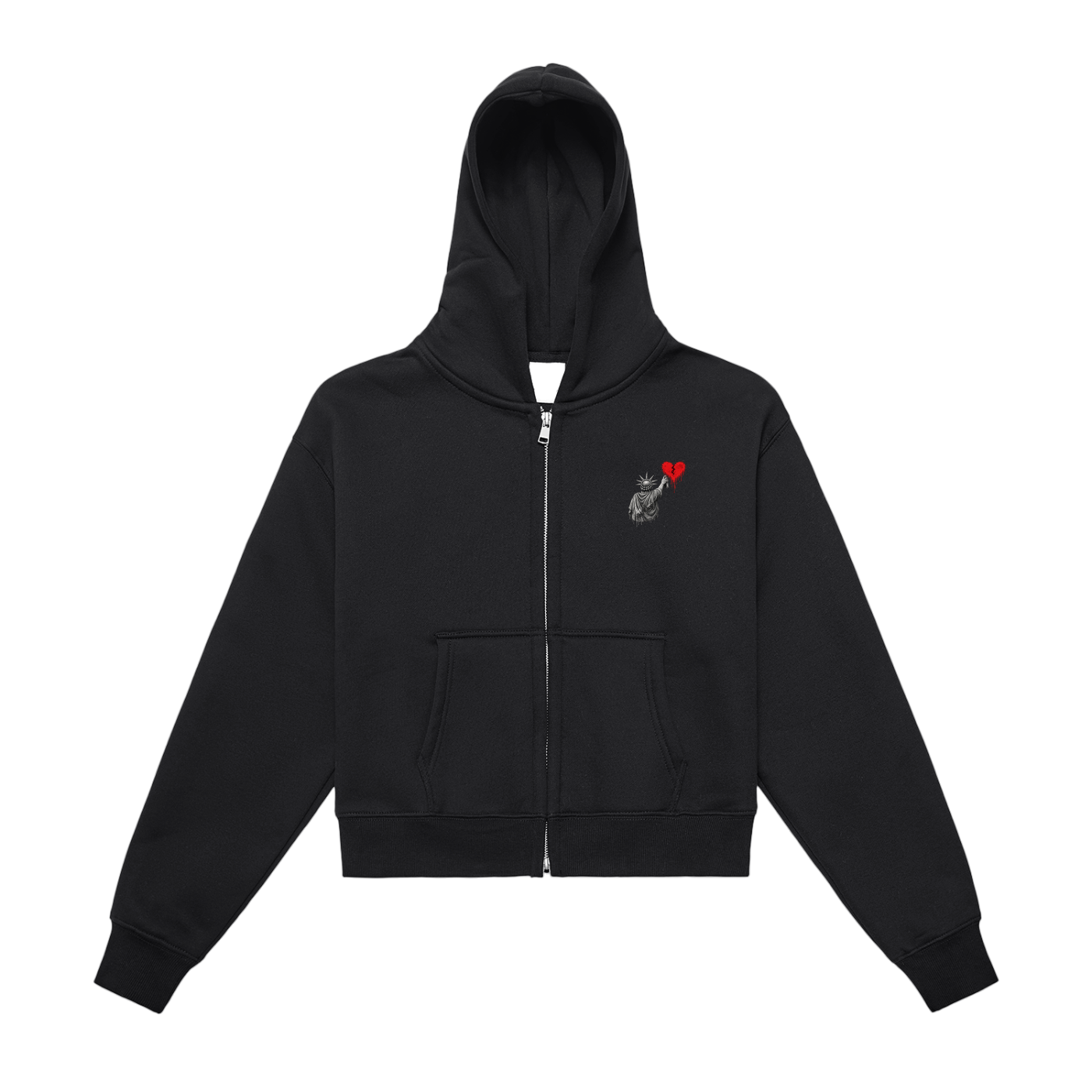 Fleeced Zip-Up Cropped Hoodie Liberty
