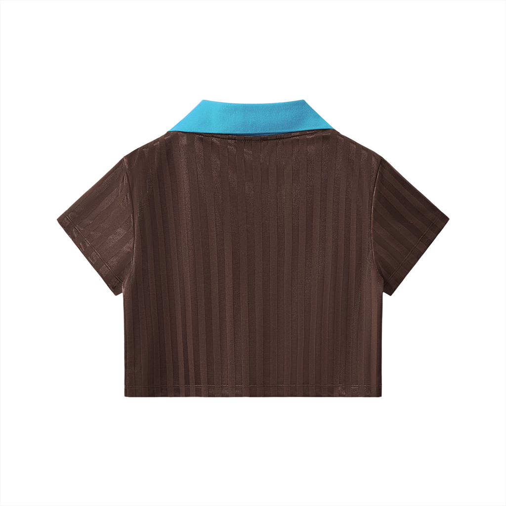 Contrast Collar Striped Cropped Jersey Liberty