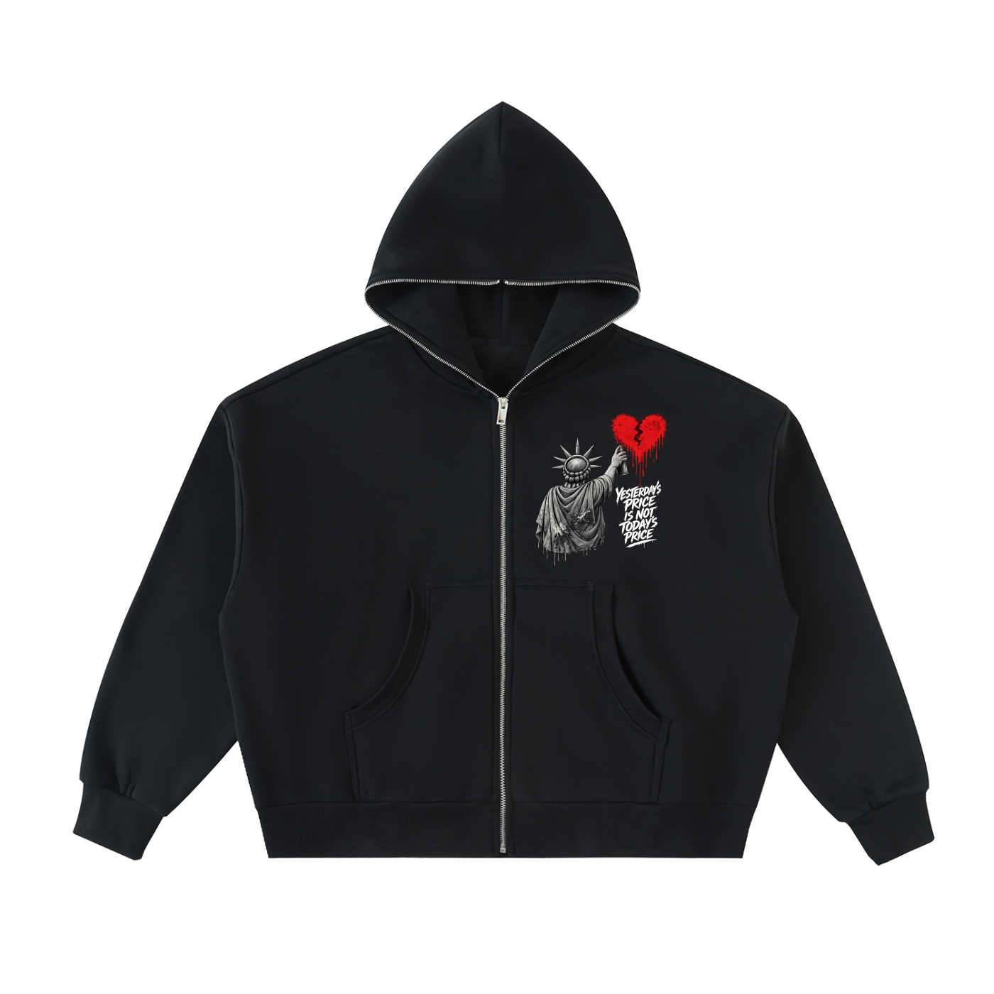 Fleeced Full-Zip Boxy Hoodie Liberty Yesterday’s Price Isn’t Todays Price White
