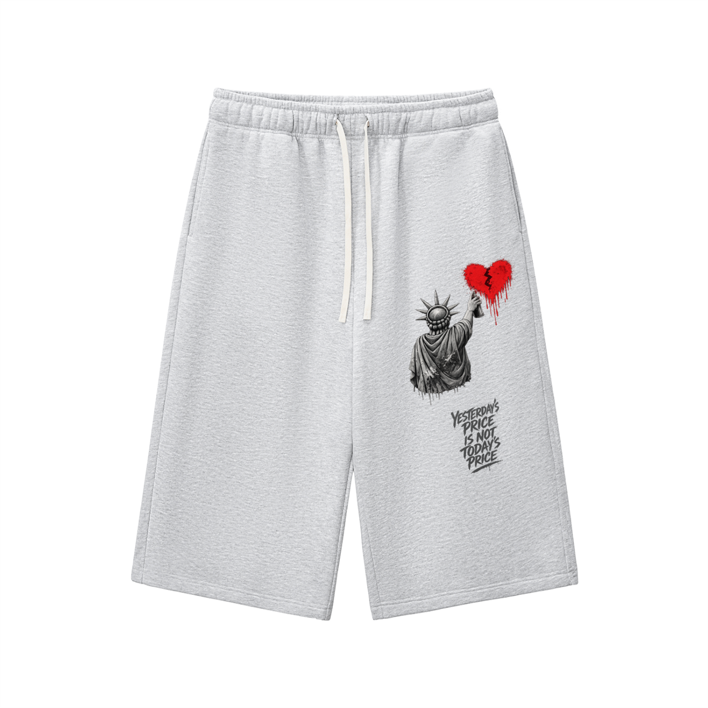 Relaxed Drawstring Three-quarter Sweatpants Liberty Yesterday’s Price Isn’t Todays Price Grey