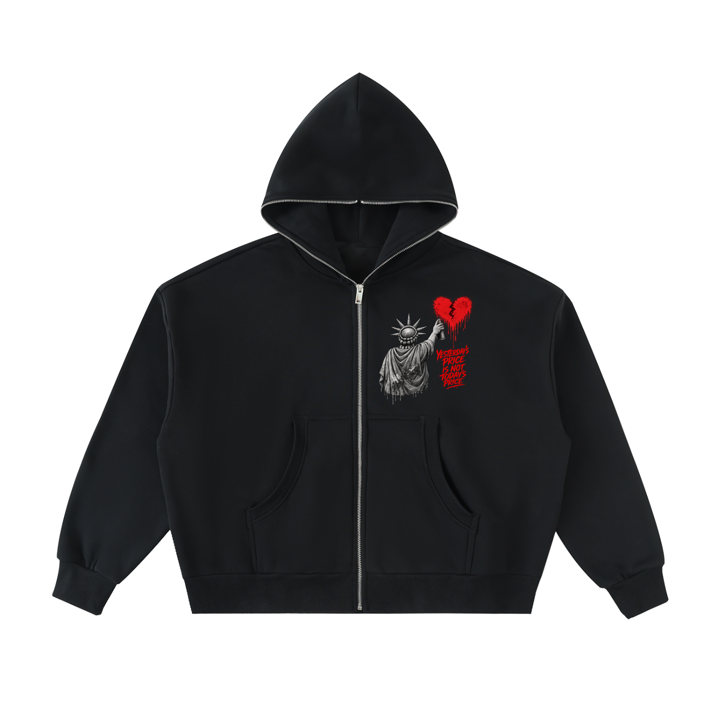 Fleeced Full-Zip Boxy Hoodie Liberty Yesterday’s Price Isn’t Todays Price Red