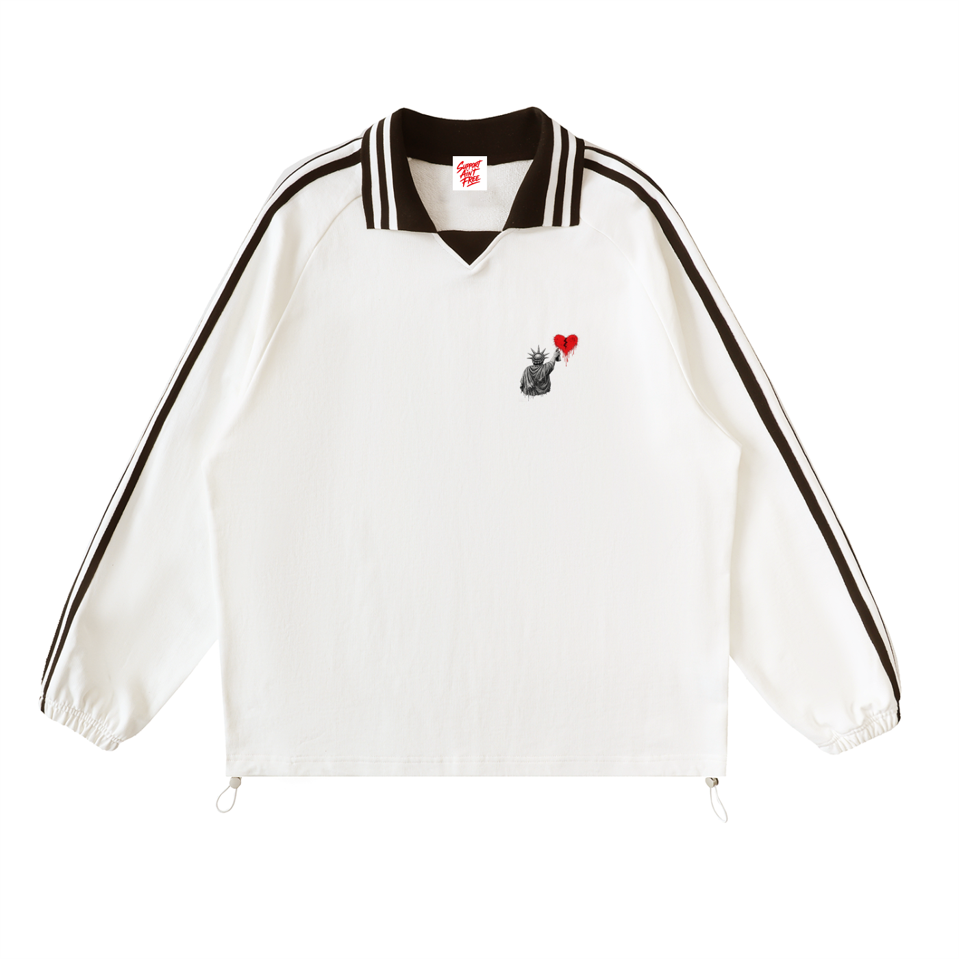 Contrast Striped Lapel Collar Sweatshirt Liberty Small