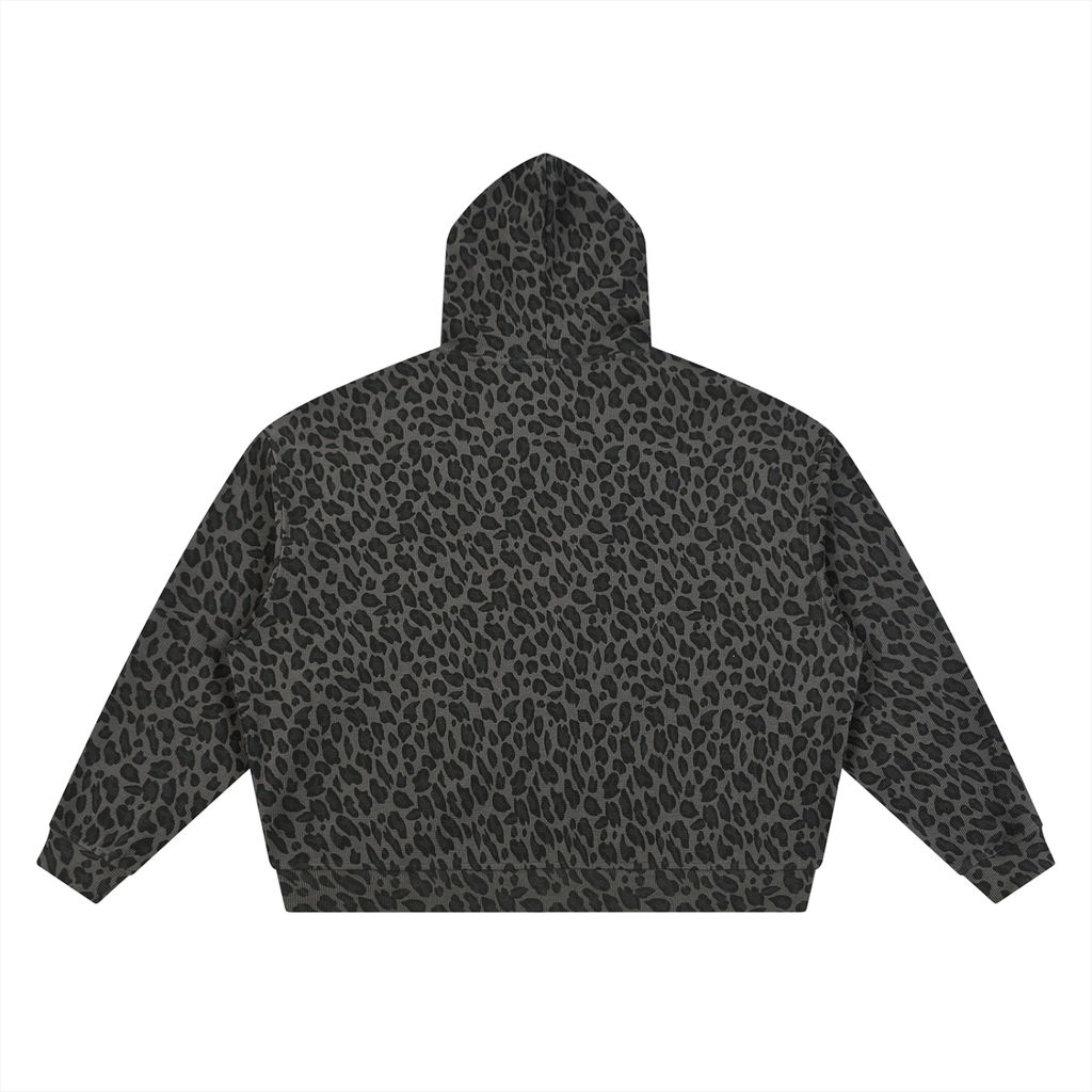 Unisex Leopard Print Waffle Full Zip Hoodie Liberty