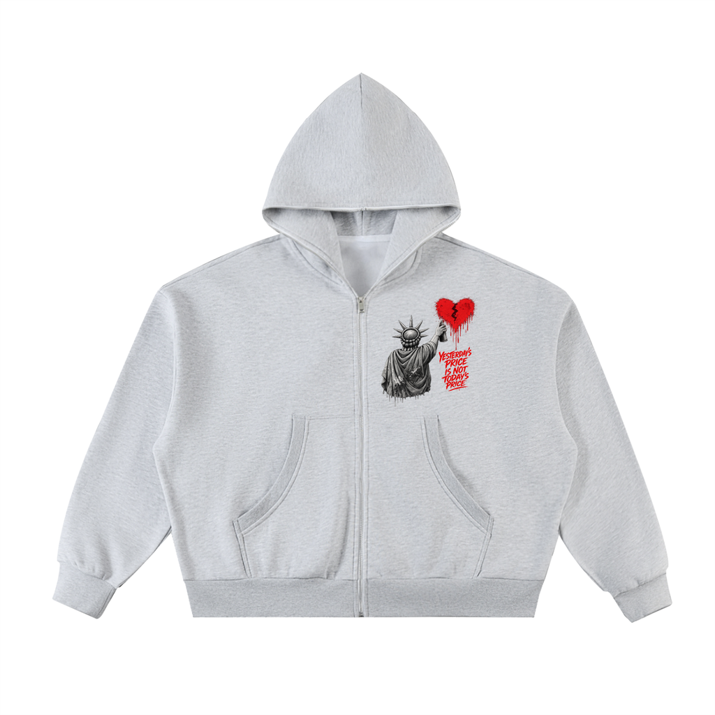 Fleeced Full-Zip Boxy Hoodie Liberty Yesterday’s Price Isn’t Todays Price Red