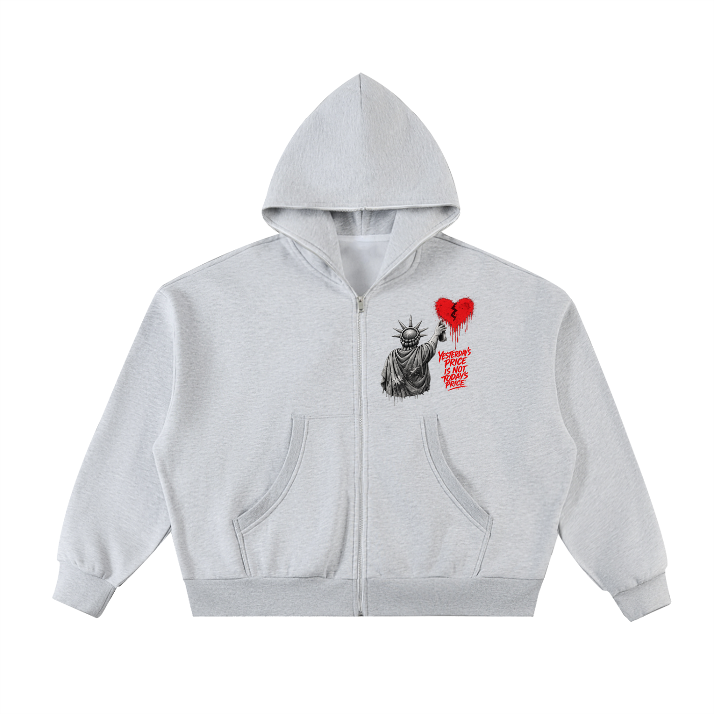 Fleeced Full-Zip Boxy Hoodie Liberty Yesterday’s Price Isn’t Todays Price Red