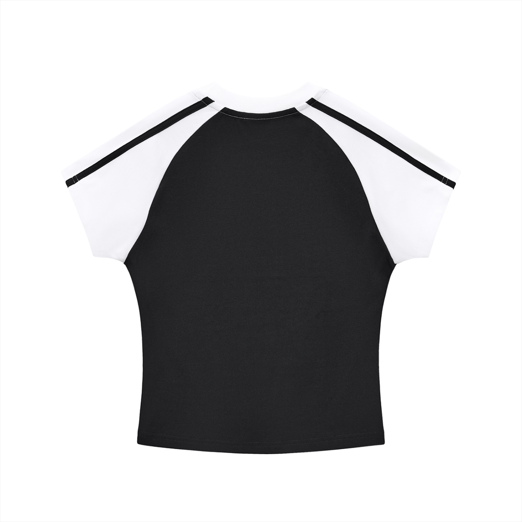 Contrast Stripes Bodycon Raglan  Sleeve T-Shirt Liberty