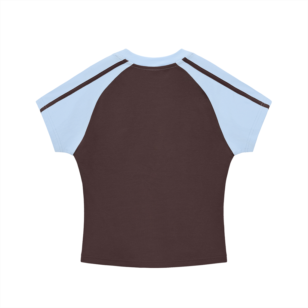 Contrast Stripes Bodycon Raglan  Sleeve T-Shirt Liberty