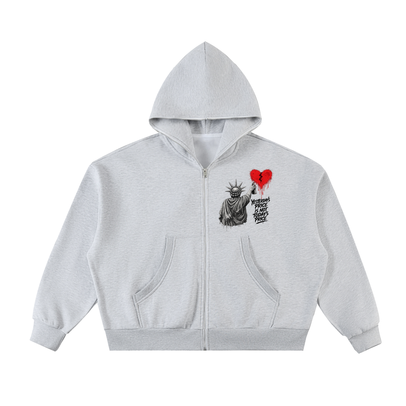 Fleeced Full-Zip Boxy Hoodie Liberty Yesterday’s Price Isn’t Todays Price Black