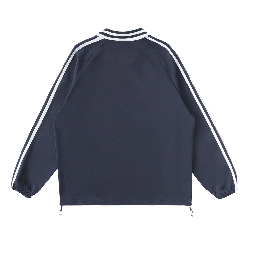Contrast Striped Lapel Collar Sweatshirt Liberty
